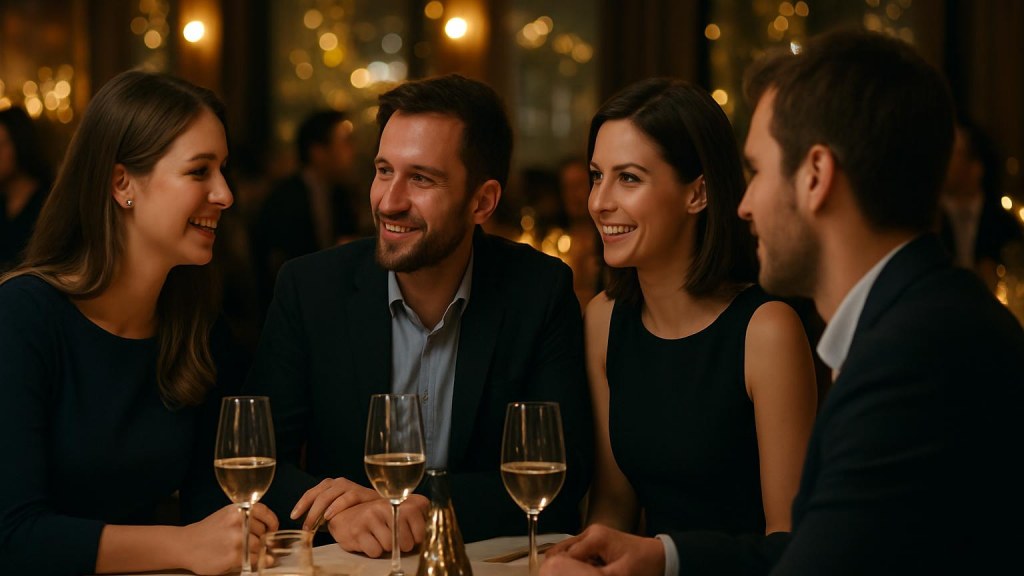 Capodanno single ad Aosta: cenone, serata e nuove conoscenze Gruppo di adulti in contesto conviviale per Capodanno